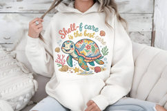 Shell-f Care Turtle PNG, Faux Embroidery Coastal Sublimation Product Image 5