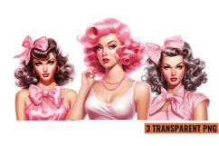 Watercolor Vintage Pin Up Christmas Girl Clipart , PNG Product Image 1