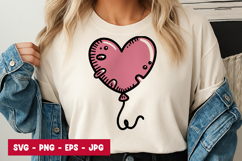 Cute Scribble Heart Balloon SVG PNG Product Image 1
