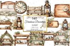 Rustic chic Farmhouse clipart bundle, watercolor farmhouse Product Image 10