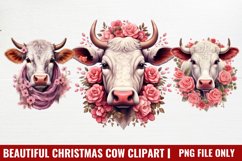 Beautiful Christmas Cow Clipart Product Image 1