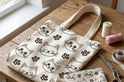 Cat Head Seamless Pattern Kawaii Kitten Product Image 5