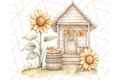 Rustic Sunflower Clipart, Soft Country Farmhouse Florals Png Product Image 5