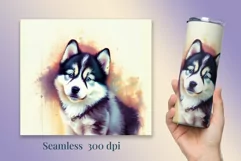 Watercolor Dog Sublimation Tumbler Wrap | 20 oz Straight Png Product Image 2