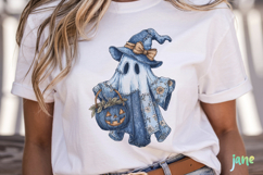 Retro Halloween Blue Denim Ghost Sublimation Clipart Product Image 2