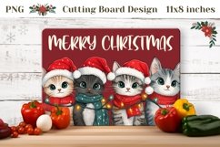 Winter Cats Cutting Board, Merry Christmas Cutting Board Product Image 1