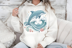 Embroidery Dolphin PNG, Nautical Ocean Sublimation Design Product Image 5
