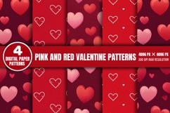 Pink And Red Valentine Digital Paper Patterns PNG Product Image 1