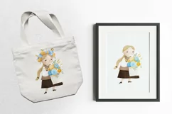 UKRAINE. UKRAINIAN GIRL, chldish clipart illustration Product Image 3