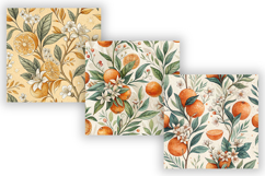 Orange Toile Digital Paper Pack, Vintage Floral Toile Product Image 5