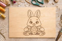 Easter bunny laser cut engraving digital file line art vecto Product Image 5