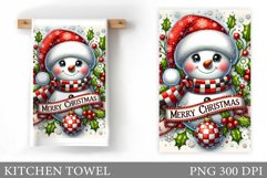 Snowman Kitchen Towel Design. Christmas Kitchen Towel Product Image 1
