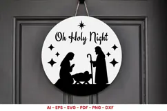 Christmas Round Sign Laser Cut SVG | Christmas Door Hanger Product Image 1