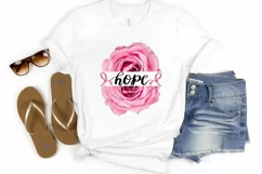 Floral Hope Png Pink Ribbon Sublimation Design Rose Flower Product Image 4