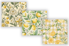 Lemon Toile Digital Paper Pack, Vintage Floral Toile Product Image 5