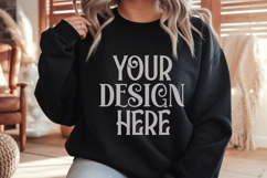 Black Gildan 18000 Mockup, Gildan Sweatshirt Mockup Product Image 1