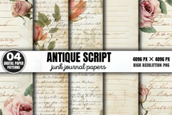 Antique Script Junk Journal Papers PNG Product Image 1
