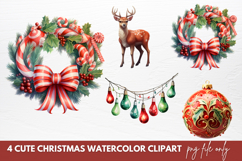 Cute Christmas Watercolor Clipart Sublimation PNG Product Image 1