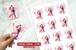 Watercolor valentine day couple sticker png Product Image 1
