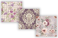 Lilac Toile Digital Paper Pack, Vintage Floral Toile Product Image 3