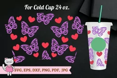 Butterfly svg, heart svg for Full Wrap Venti Cold Cup 24 oz Product Image 2