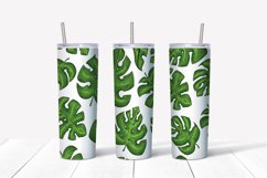 tropical leaves sublimation design. Skinny tumbler wrap Product Image 2