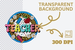 Rainbow Glitter Teacher PNG with Leopard Print &amp; Daisies Product Image 4