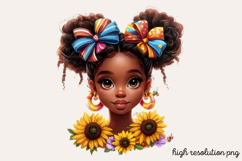 Cute Black Girl with Flower Clipart Bundle PNG Product Image 10
