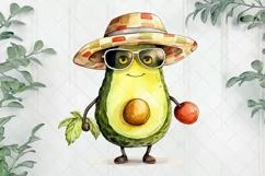 Cartoon Fruits Avocado Watercolor Sublimation Product Image 1