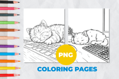 Cat on the keyboard Coloring Pages | Coloring book Product Image 1