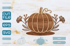 Floral Pumpkin Laser cut SVG, Autumn Pumpkin SVG Product Image 1