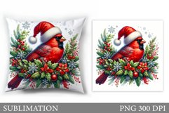 Christmas Bird Pillow Design. Christmas Pillow Sublimation Product Image 1