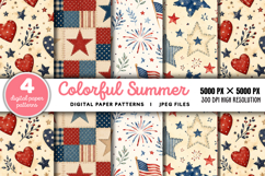 Fourth Of July Watercolor Digital Paper PNG Product Image 1