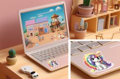digital sticker set of 16 cute Unicorns stickers PNG Product Image 5