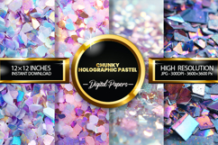 Chunky holographic pastel Digital Papers - 04 variations Product Image 1