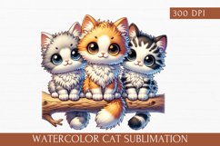 Watercolor Cat Sublimation, cute cat clipart Product Image 1
