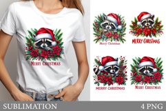 Christmas Raccoon T-Shirt Design. Christmas Sublimation Product Image 1