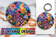 Vibrant Floral Car Coaster Sublimation Product Image 1