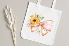 Gold Accent Boho Sunflower Coquette Bow Clipart Product Image 4