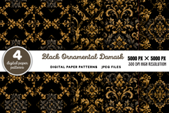 Black Ornamental Damask Patterns JPG Product Image 1