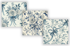Blue Toile Coquette Bow Seamless Pattern, French Floral Product Image 5