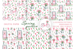 Pink tulips watercolor set. Flowers. Rustic. Product Image 5