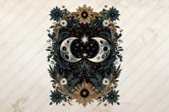 Celestial Moon Boho Flower Vintage Mystic Moon Shirt Design Product Image 2