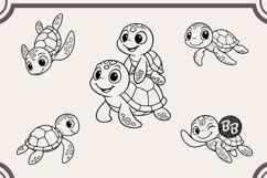 Cute Turtle SVG Bundle - Happy &amp; Funny Sea Turtle Cut Product Image 5