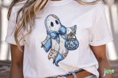 Retro Halloween Blue Denim Ghost Sublimation Clipart Product Image 2