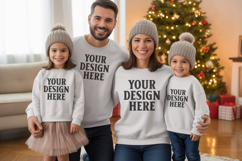 Christmas Family Matching T-Shirt Mockups | Holiday Group Product Image 1