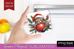 Christmas Animals Magnet Sublimation - Cute Christmas Square Product Image 1