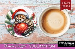 Christmas Animals Round Coaster - Cute Christmas Coaster PNG Product Image 1