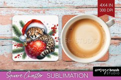 Christmas Animals Square Coaster - Cute Christmas Coaster Product Image 1
