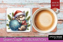 Christmas Animals Square Coaster - Cute Christmas Coaster Product Image 1